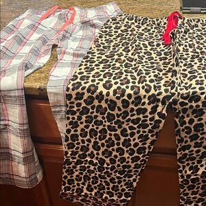 Plaid and Leopard Print Pajama Pants